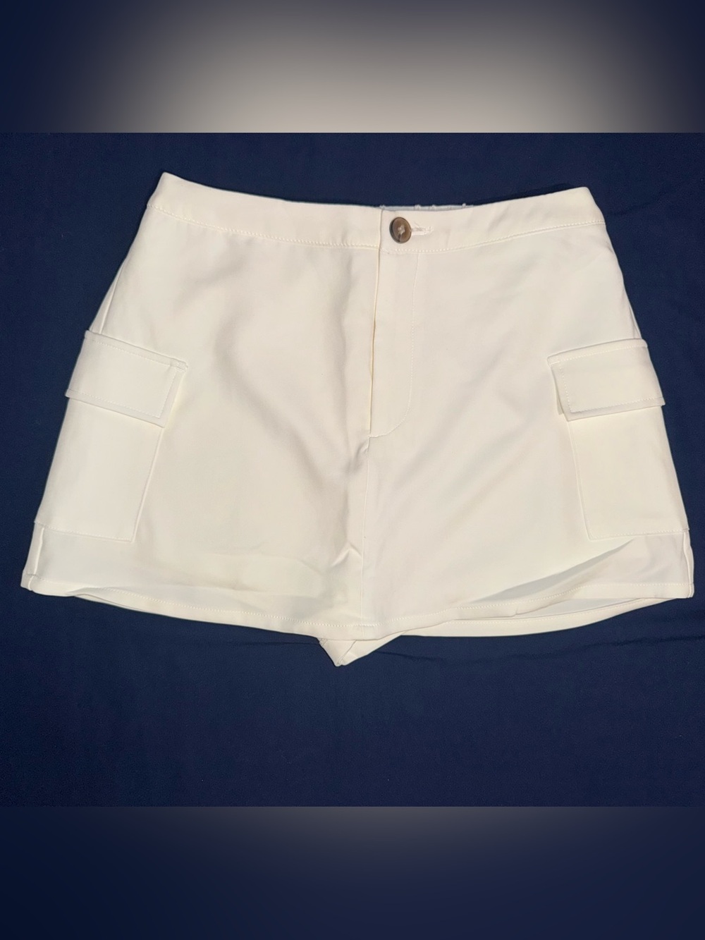 Women's White Cargo Pocket Shorts